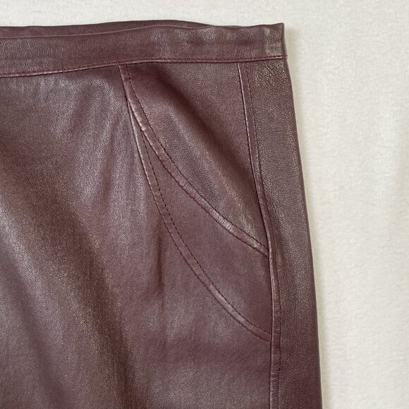 Sylvie Schimmel Paris Oxblood Lambskin Leather Pencil Skirt Size EU 42 - Picture 3 of 12